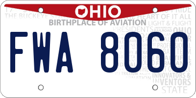 OH license plate FWA8060