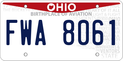 OH license plate FWA8061