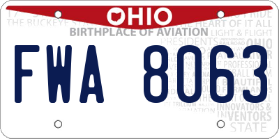 OH license plate FWA8063