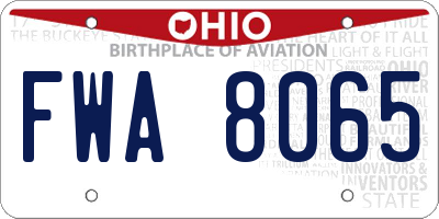 OH license plate FWA8065