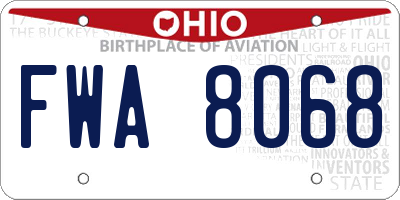 OH license plate FWA8068