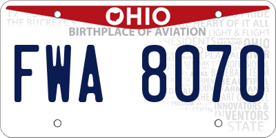 OH license plate FWA8070