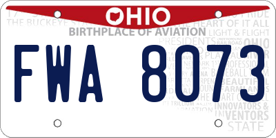 OH license plate FWA8073