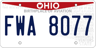 OH license plate FWA8077