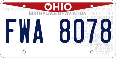 OH license plate FWA8078