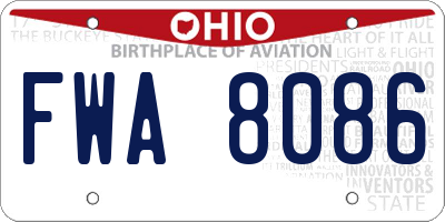 OH license plate FWA8086