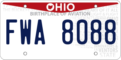 OH license plate FWA8088