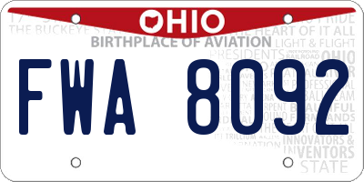 OH license plate FWA8092