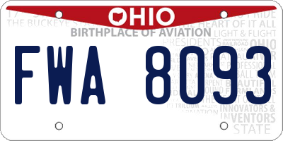 OH license plate FWA8093