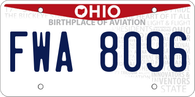 OH license plate FWA8096