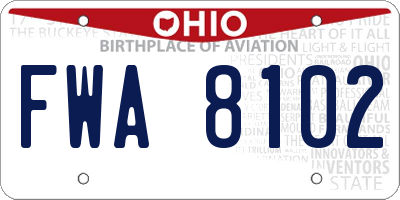 OH license plate FWA8102