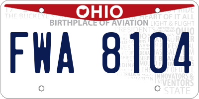 OH license plate FWA8104