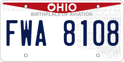 OH license plate FWA8108