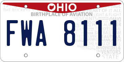 OH license plate FWA8111