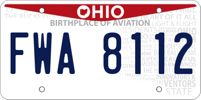 OH license plate FWA8112