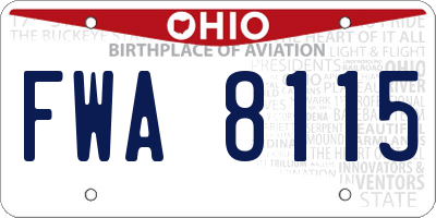 OH license plate FWA8115