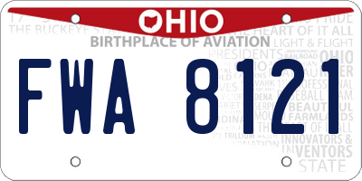 OH license plate FWA8121