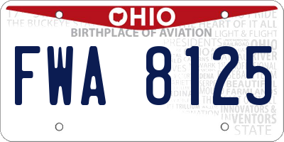 OH license plate FWA8125