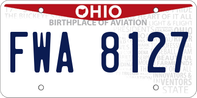 OH license plate FWA8127