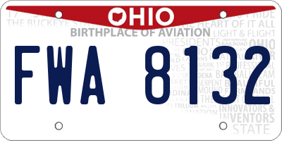 OH license plate FWA8132