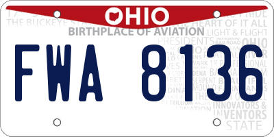 OH license plate FWA8136