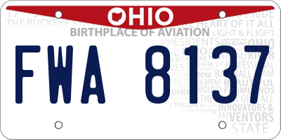 OH license plate FWA8137