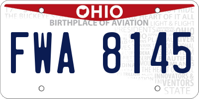 OH license plate FWA8145