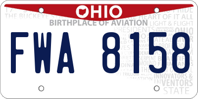 OH license plate FWA8158