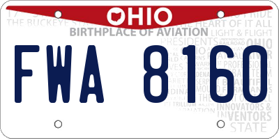 OH license plate FWA8160