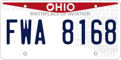 OH license plate FWA8168