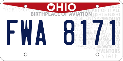 OH license plate FWA8171