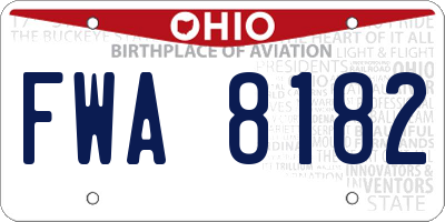 OH license plate FWA8182