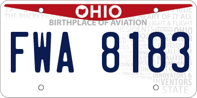 OH license plate FWA8183