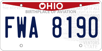 OH license plate FWA8190