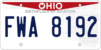 OH license plate FWA8192