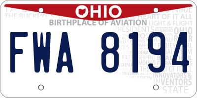 OH license plate FWA8194