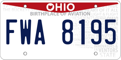 OH license plate FWA8195