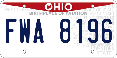 OH license plate FWA8196