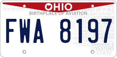 OH license plate FWA8197