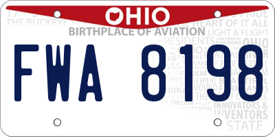 OH license plate FWA8198