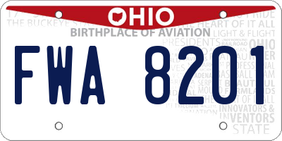 OH license plate FWA8201