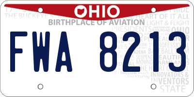 OH license plate FWA8213