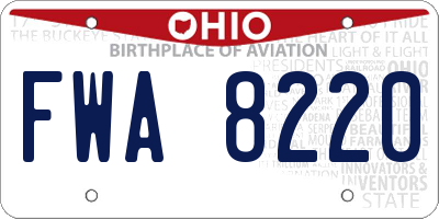 OH license plate FWA8220