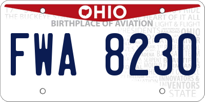 OH license plate FWA8230