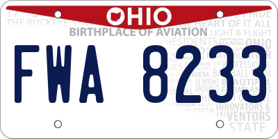 OH license plate FWA8233