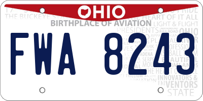 OH license plate FWA8243