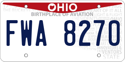 OH license plate FWA8270