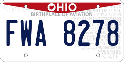 OH license plate FWA8278