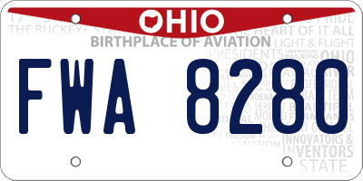 OH license plate FWA8280