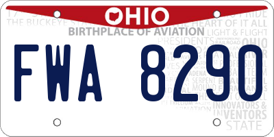 OH license plate FWA8290